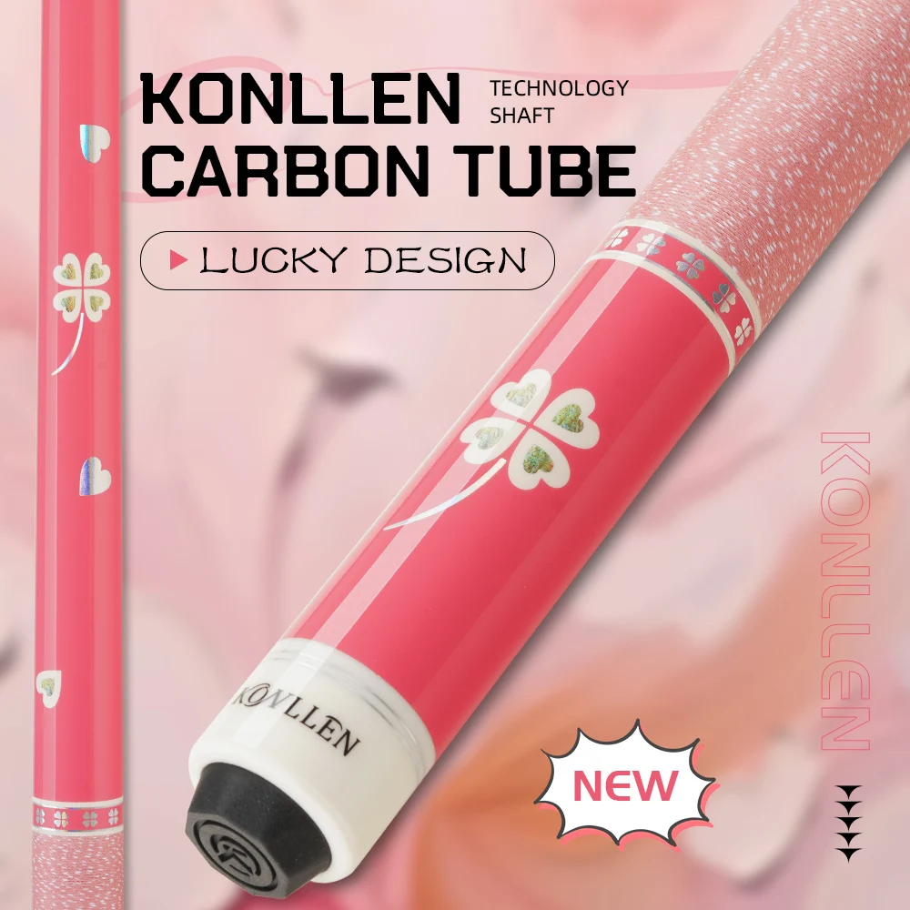 

KONLLEN KL-Pink Billiard Pool Cue Carbon Maple Shaft 11.5/12.5mm Tip Technology Carbon Fiber Tube 3 * 8/8 Joint Cue Stick 148cm