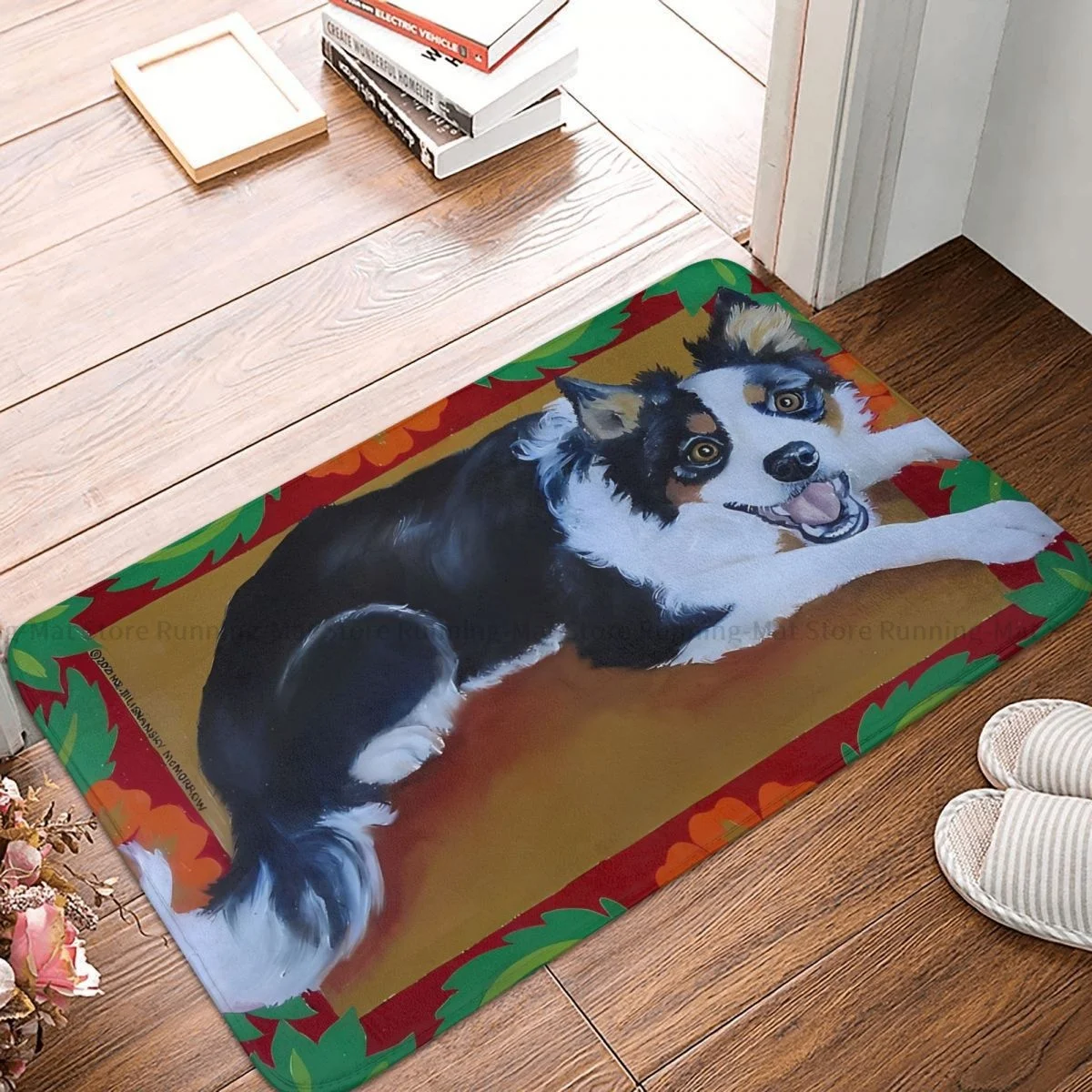 Border Collie Pet Dog Bathroom Mat Ready To Work Doormat Living Room Carpet Balcony Rug Home Decoration