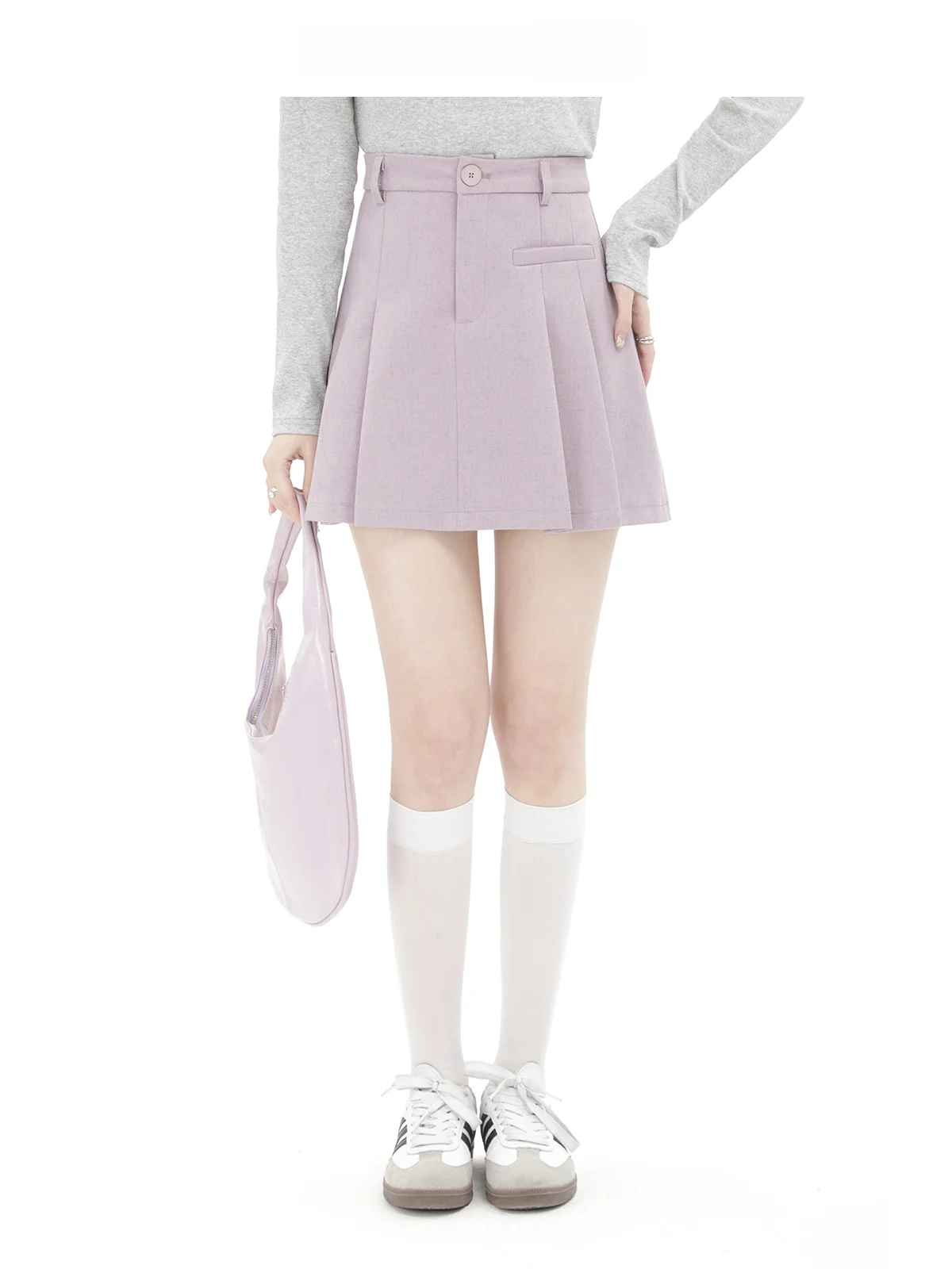 

Ele Purple A-Line Skirt High Waist Slimming Spring Women's Wrap Bodycon Skirt ort Skirt Commute Sle Pure Color