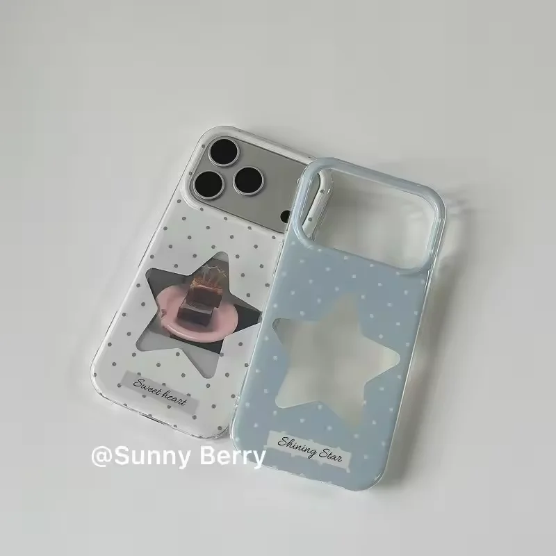 Minimalist Fresh Blue and White Polka Dot Phone Case For IPhone 17 16 15 14 13 12 11 Pro Max 17air 16e MINI XS XR 8 7 Plus Cover view 4