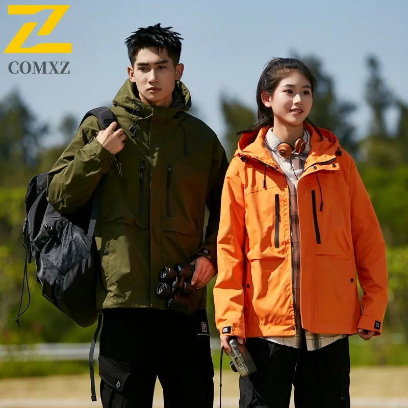 سترة COMXZ للرجال خفيفة الوزن وبسيطة للسفر في الهواء الطلق ومضادة للرياح للدراجات النارية، تصميم متعدد الاستخدامات بقلنسوة، ملابس مريحة للخريف #1