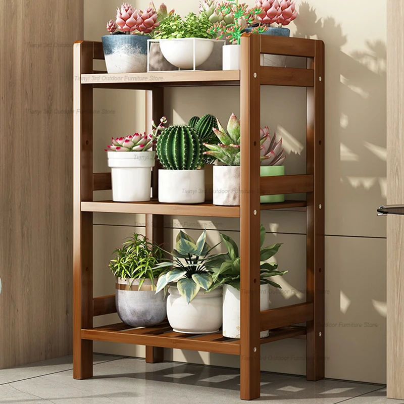 Balcony Flower Shelf Plant Shelves Pot Holder Lean Against The Wall Wood Plant Shelves Put Decorative Furniture Portafiori FYPS