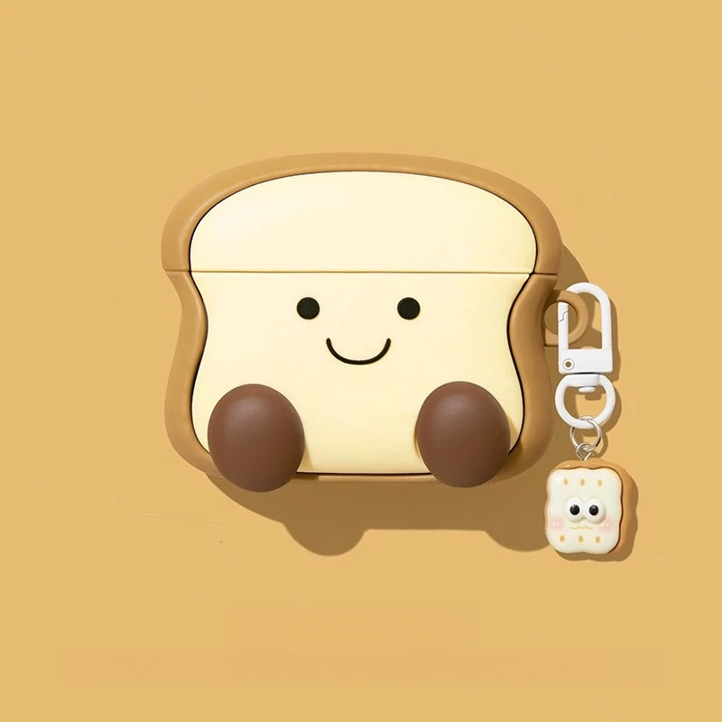 

For AirPods Pro3 Pro2 Pro for AirPods 1 2 3 4th Generation Wireless Bluetooth Silicone Headset Cover 3D Cute Toast Shaped
