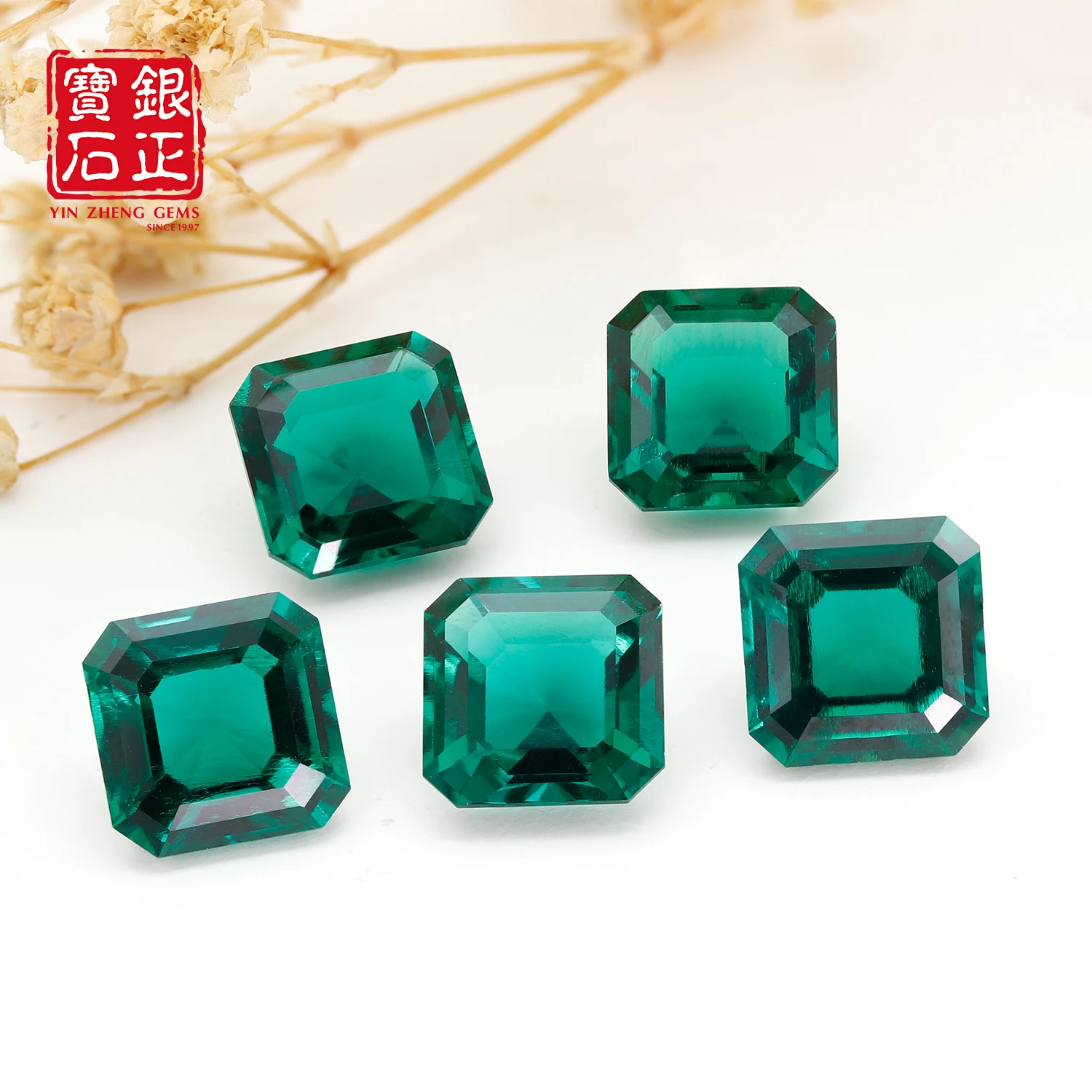 YinZheng Asscher Cut Zambian Emerald Hydrothermal Lab Emerald Loose Stone With Certificates Can Be Provided Lab Zambian Emerald - Image 6