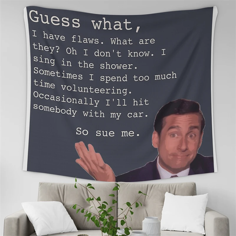 Gaslight Gatekeep Girlboss Michael Scott Quotes The Office US Tapestry Wall Hanging Art for Bedroom Living Room Decor College