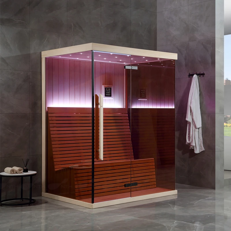 Luxury Home Glass Door Panoramic Infrared Bath Wooden Steam Spa Tubs Sauna Rooms Customized