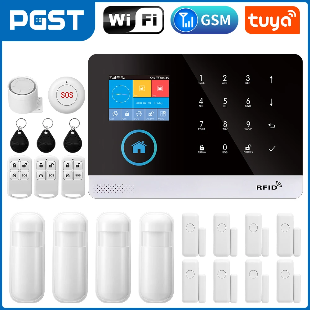 Tuya Wireless Home WIFI GSM Home Security With Motion Detector Sensor Burglar Alarm System Support Alexa & Google