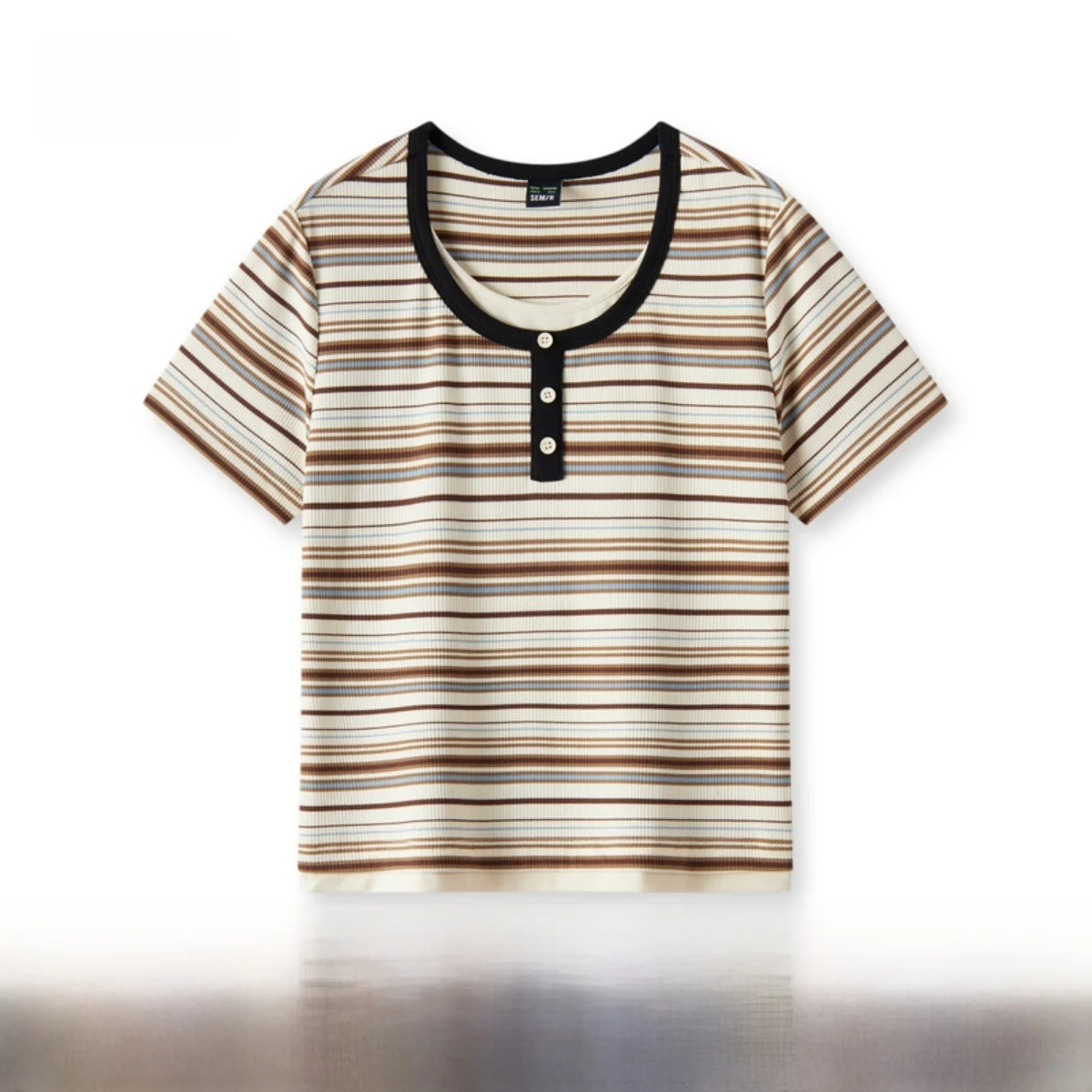 

Semir ort Sve T-irt Women's ort Sle Trendy 2024 Summer New Faion Slim Fit Clothes round Ne Polyester Fabric