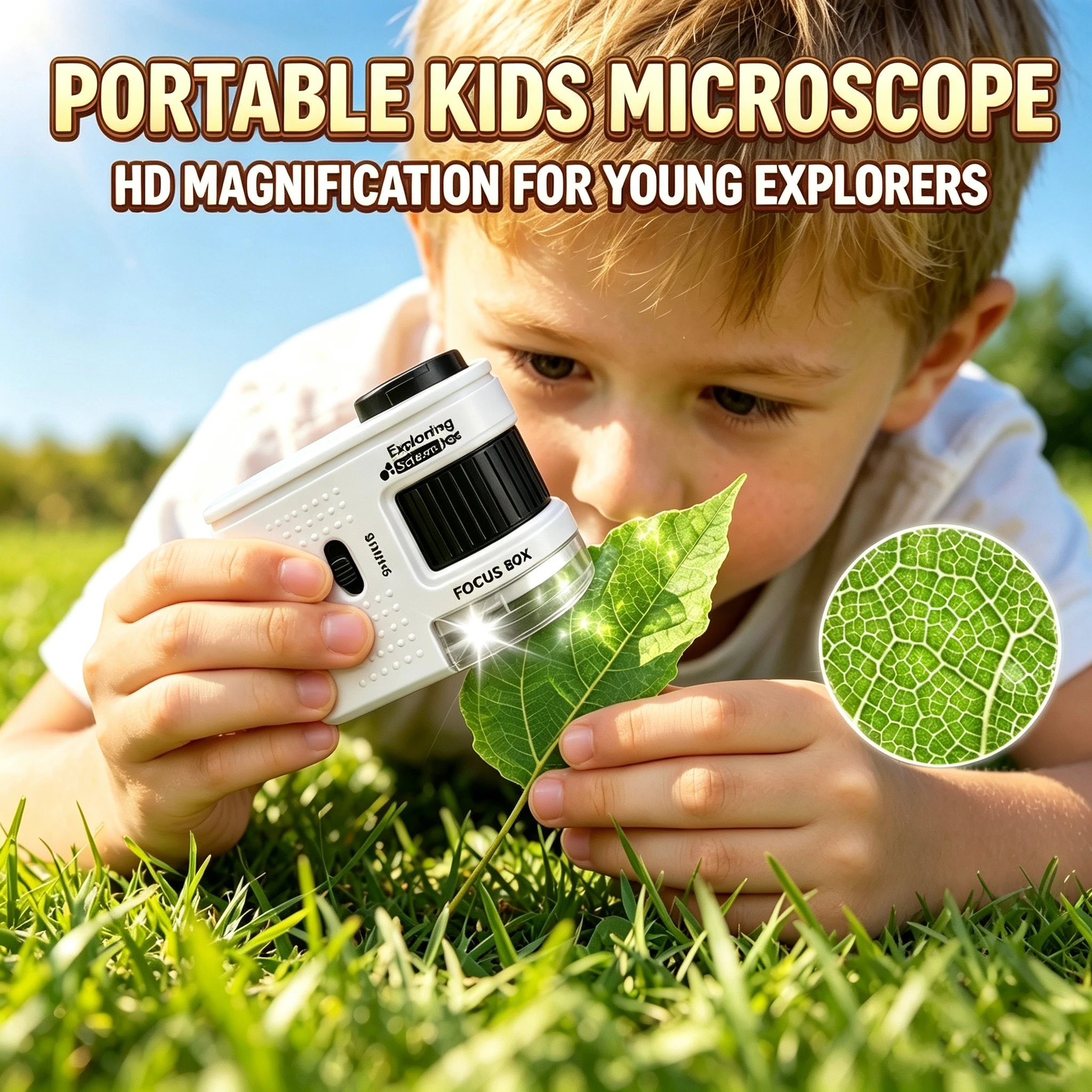 Microscope miniature 80X pour enfants, loupe portative avec lumière LED, cadeau STEM ﻿