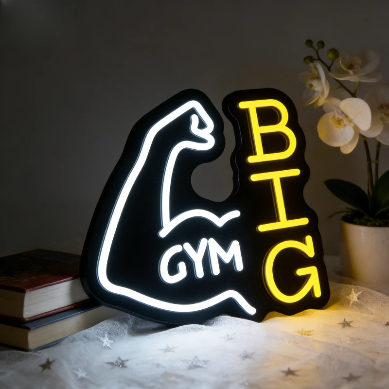 GYM BIG Muscle Arm LED Neon Sign for Home Gym Bedroom Bar Party Decor  Workout Wall Art Lighting Unique Gift for Fitness Lovers