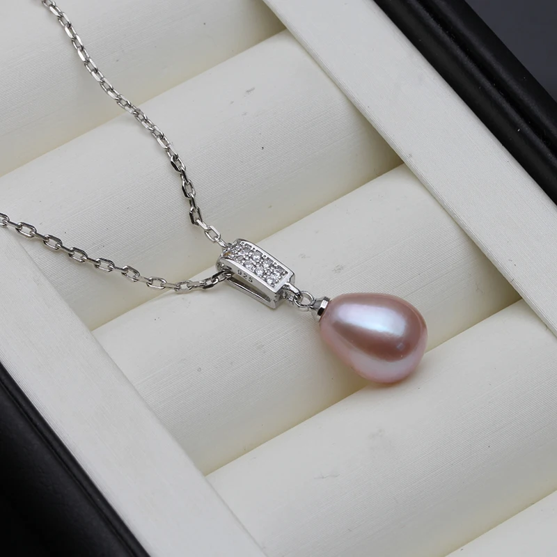 Natural Freshwater Pearl Pendant Necklace For Women,Wedding Moon Pendant 925 Silver Chain Necklace Gift