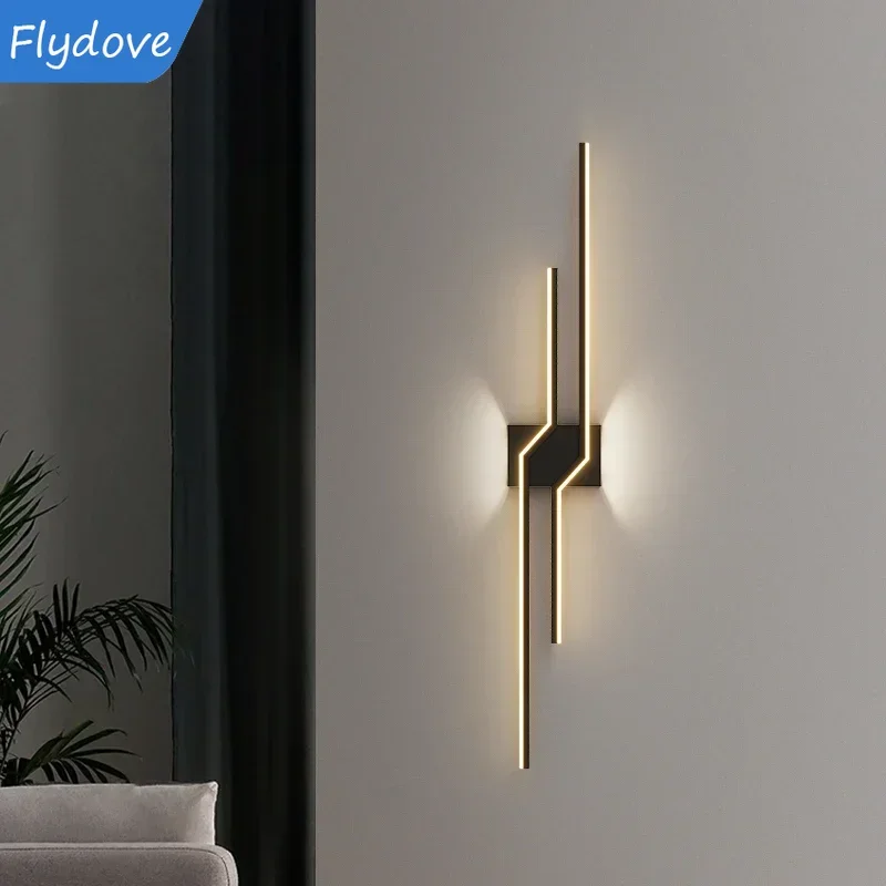 Nordic Modern Long Strip LED Wall Lamp Living Room Bedroom Bedside Aisle Kitchen Background Light Home Decor Indoor Lighting