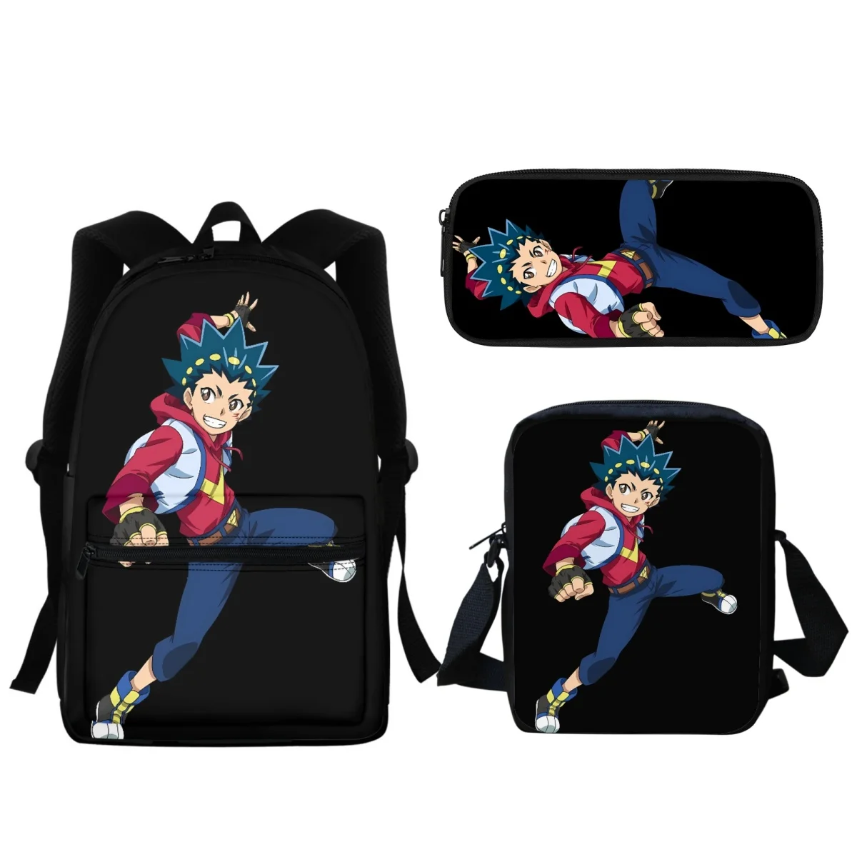 3Pcs Schoolbag Girls Boys Beyblade Burst Anime Print Bookbag Children Kids Primary Student Backpack Small Satchel Pencil Case