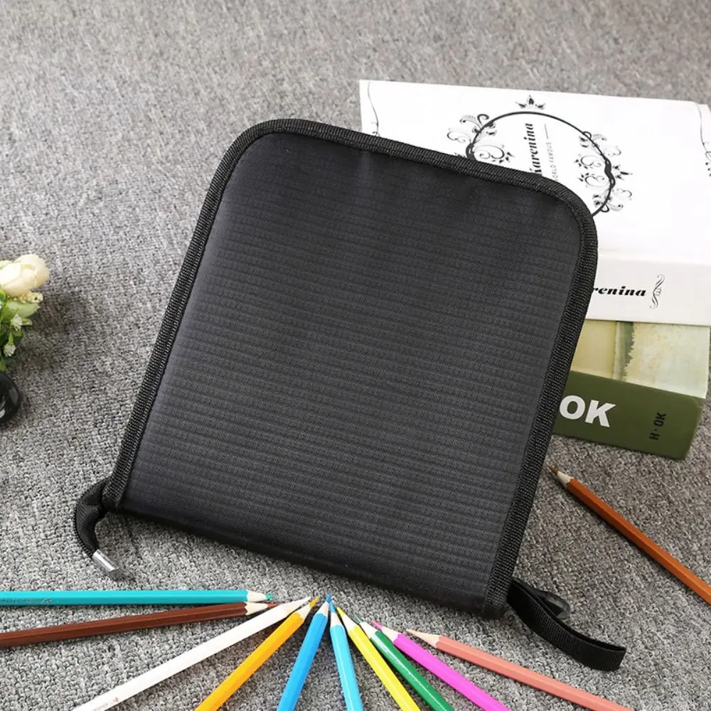 

36/48/72 Holes Pen Curtain Folding Black Oxford Painting Pencil Organizer Pen Insert Canvas Colored Pencil Holder Gift