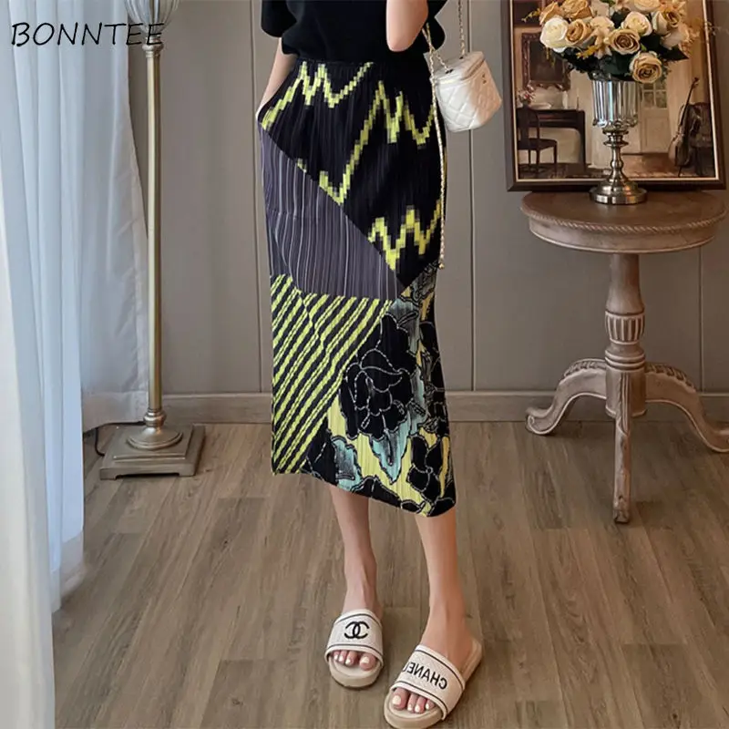 

Skirts Women Colorful Geometric Special Charming All-match Daily Ladies Elegant Creativity Basics Prevalent Korean Style Cozy