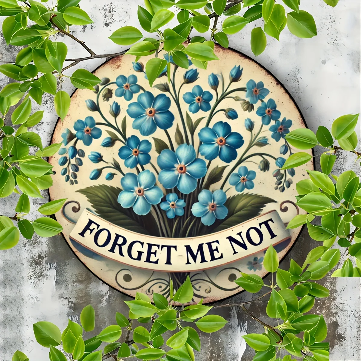 لافتة ألومنيوم على شكل زهرة "Forget Me Not" عتيقة - لوحة زهور مبتكرة، هدية عيد الحب، ديكور فني جداري للمقهى، المرآب، البعيد