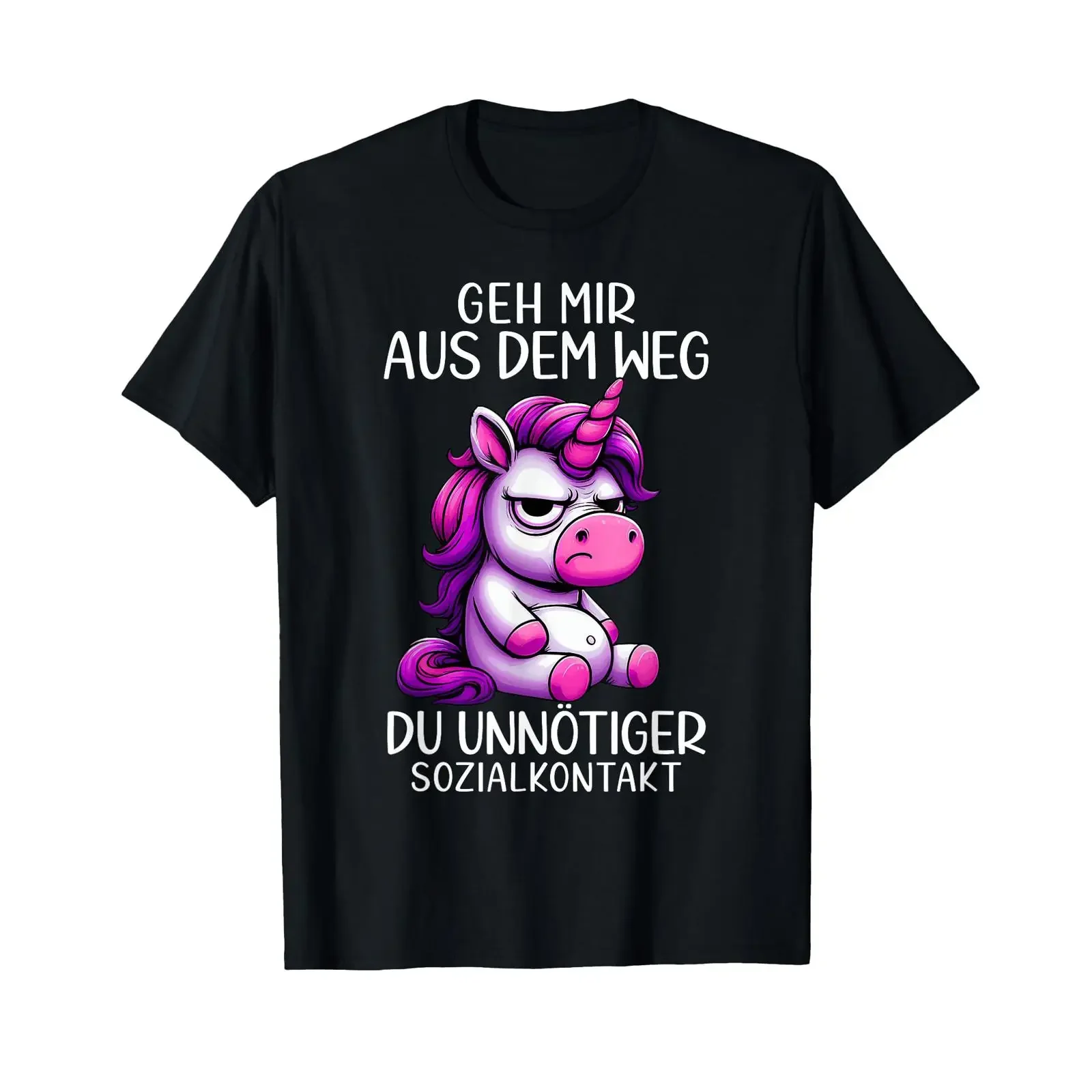 Get out of my way you unnecessary social contact Unicorn T shirt vintage Washed Top For Everyday Wear Casual Comfortable