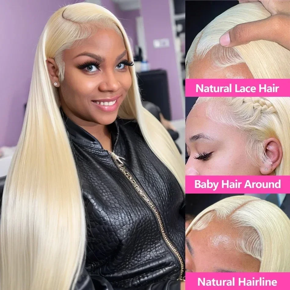 613 HD Transparent Lace Frontal Wigs 13x6 Blonde Bone Straight 100% Human Hair Wigs Pre Plucked High Density Brazilian Real Hair
