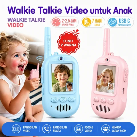 Kids Walkie Talkie Toy Y388, Video & Voice Intercom Toy with Screen, 500M Communication Range, Type-C Rechargeable 650mAh Battery, Portable ABS Play Toy, Birthday Holiday Gift for Boys Girls