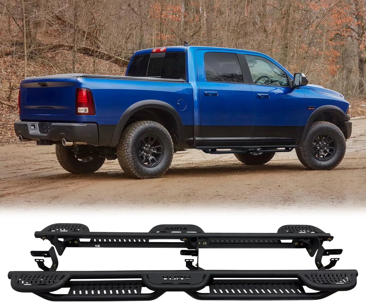 

Стальные подножки для Dodge Ram 2500/3500 Crew Cab 2010-2024 гг. Nerf Bar и боковая ступенька (черная текстура)