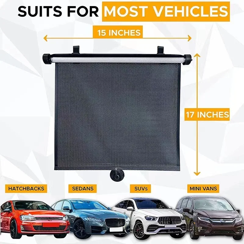 2Pcs 개폐식 차량 측면 유리 차양 롤업 차양 천공 흡입 컵 차양 자동차 용품