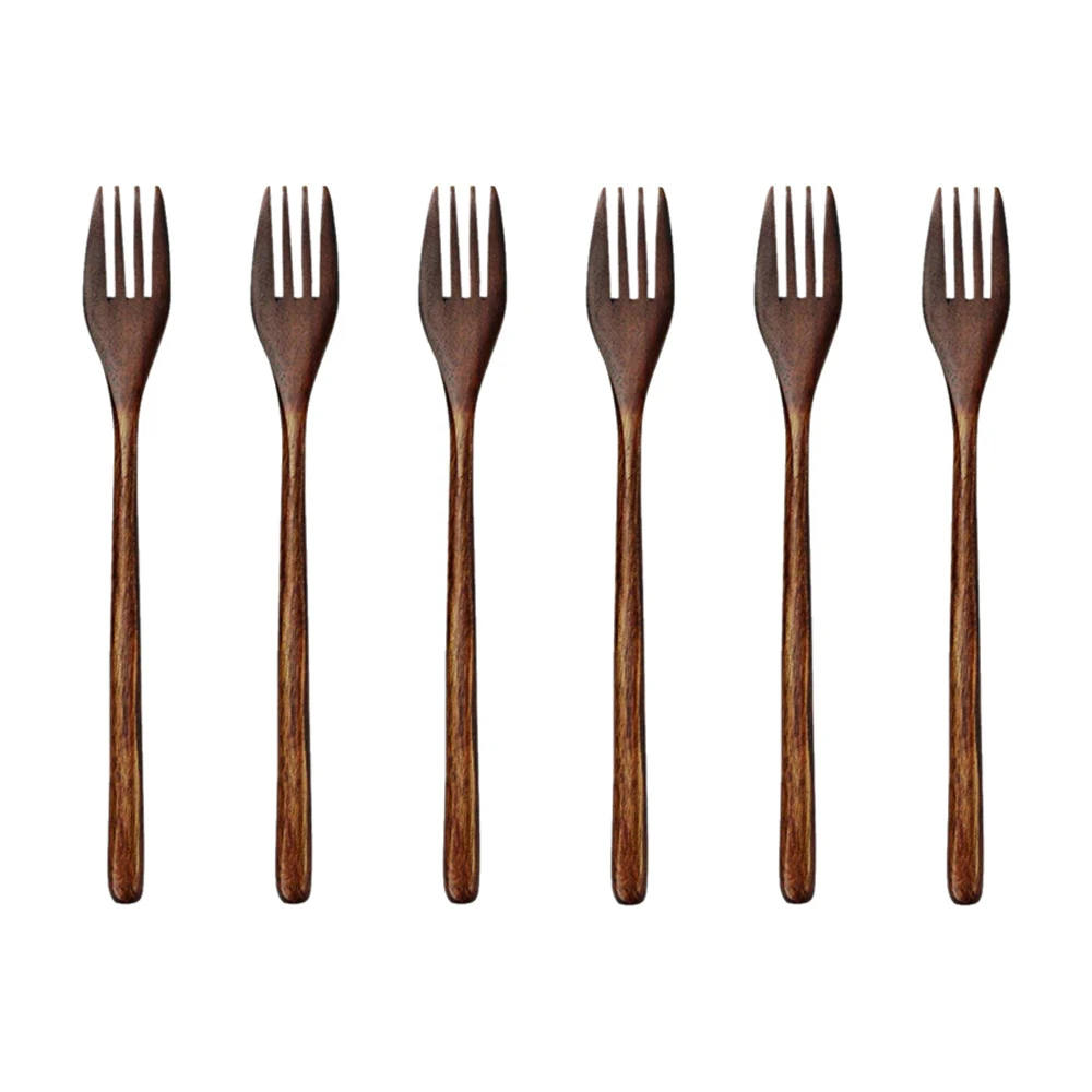 

Wooden Forks 6 Pieces Eco-Friendly Japanese Wood Salad Dinner Fork Tableware Dinnerware for Kids Adult