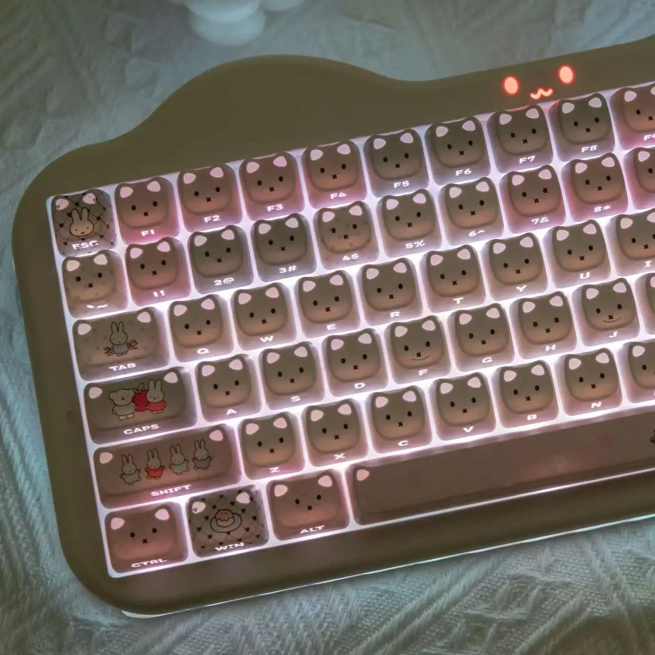 JCM 116 Keys Cat Theme Keycaps Side-lighted Pbt Material South-facing For Mechanical Keyboard Wooting Switch