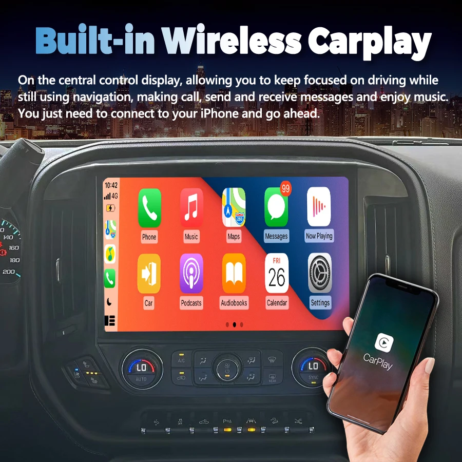 13.3inch Android For Chevrolet Silverado 3 GMTK2 GMC Sierra 2014 2015 2016 2017 2018 CarPlay Autoradio Car GPS Multimedia Player