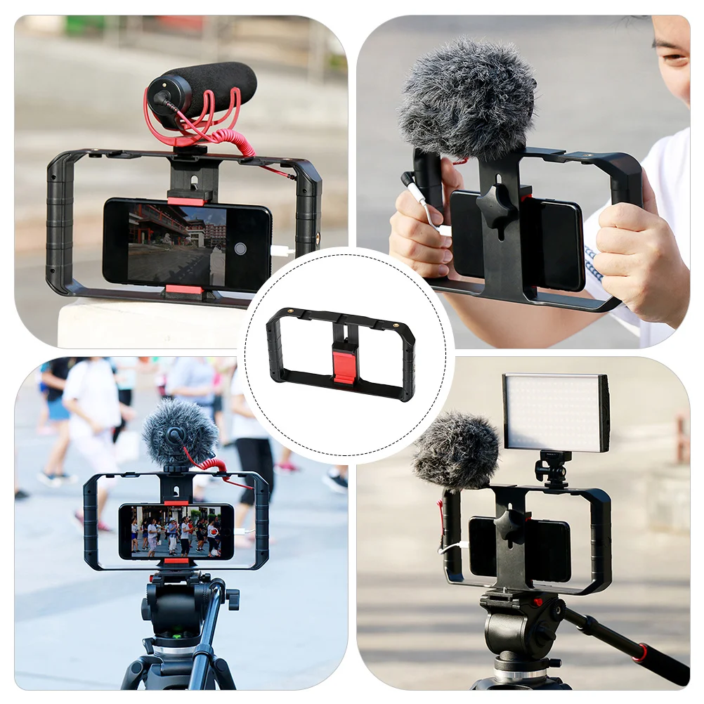 

OSALADI Smartphone Video Stabilizer with LED Lights and Microphone Holder for Filmmaking Rig
