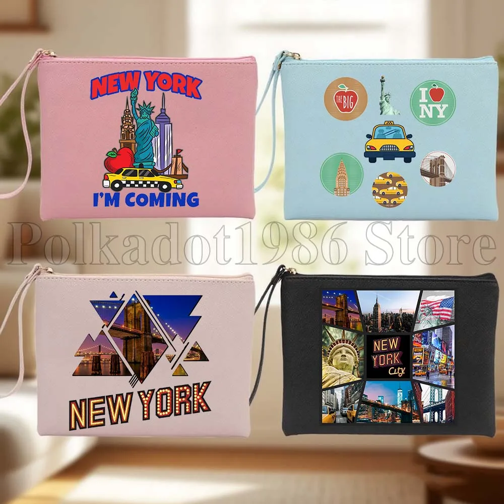 

Нью-Йоркский город, Нью-Йорк, Америка, Skyline, подарки из искусственной кожи, косметичка, кошелек, водонепроницаемые сумки для хранения туалетных принадлежностей