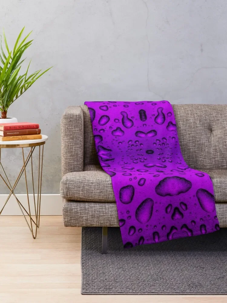 Cool Grainy Purple water drops cool summer fresh Throw Blanket Retros Fashion Sofas Flannel Blankets