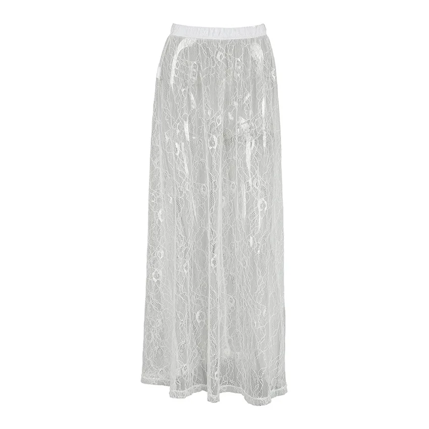 Sexy Spitze Stickerei Durchsichtiger Midirock Faionable Cross-border Damen Langer Rock A-Linie Commuter Sle Langer Rock