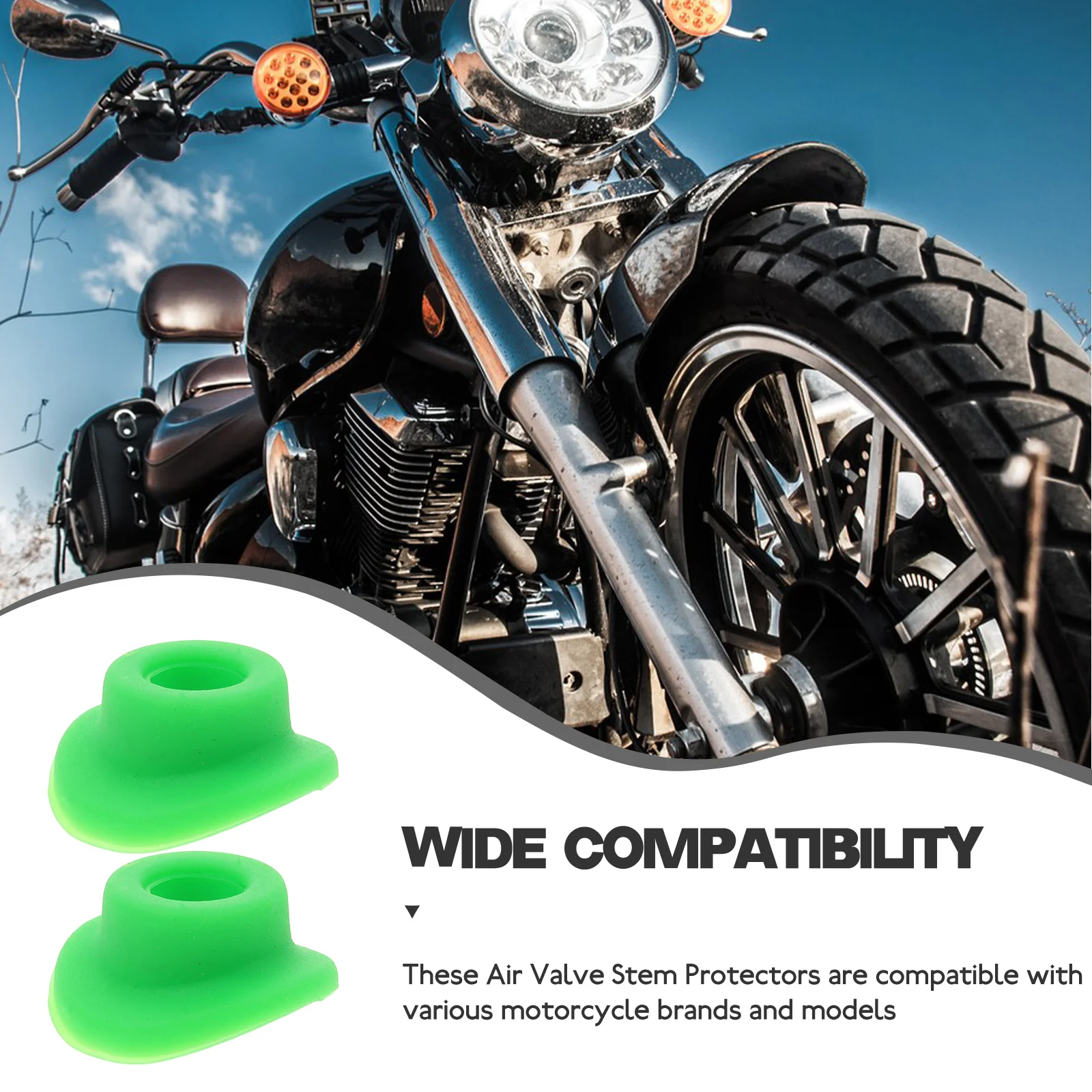 

2 Pcs Green Motorcycle Valve Stem Seals Waterproof Silicone Cap Air Mud Guards Washers Gasket Compatible Long Performance