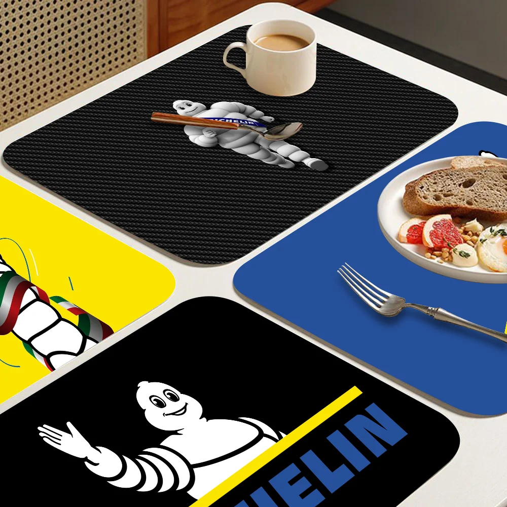 Entrance Doormats Michelin Kitchen Dish Mat Absorbent Dining Table Mats Retro Non-slip Coffee Dish Tableware Mat for Home Decor