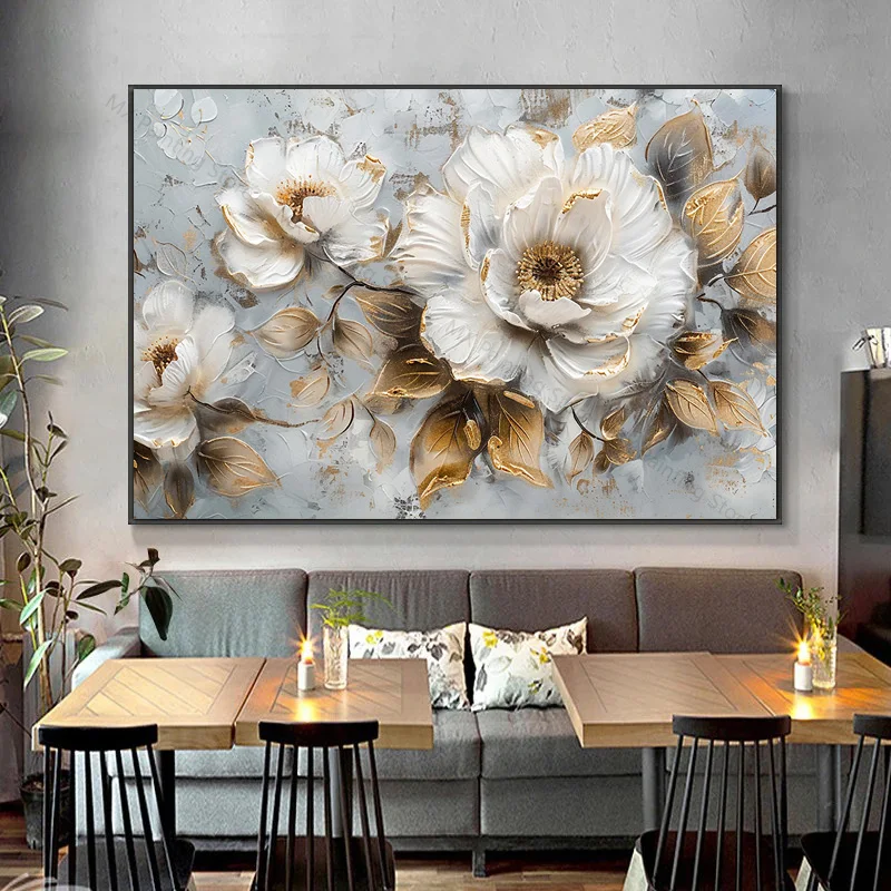 

Abstract Flowers Canvas Posters，Wall Art Pictures Scandinavian Cuadros for Nordic Living Room Decor Print Paintings,Unframed