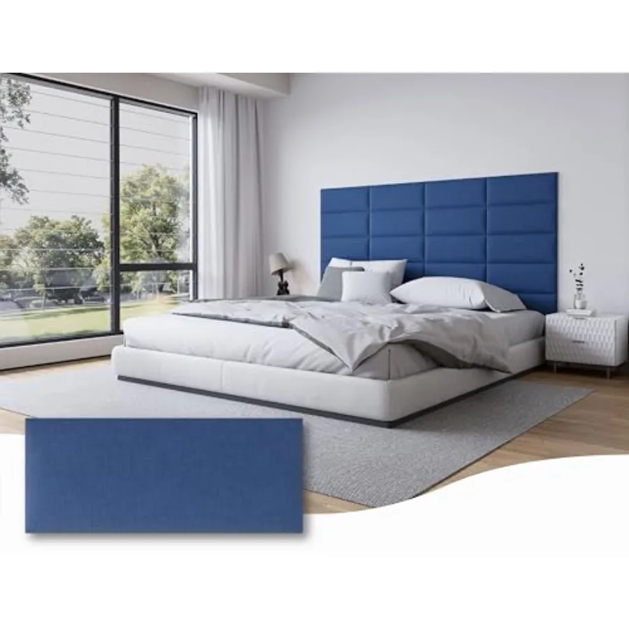 

6-Pack Upholstered Tufted Headboard Panels for Full Size Beds Peel and Stick Wall Mounted Soundproof Panels Decorative Anti-Col