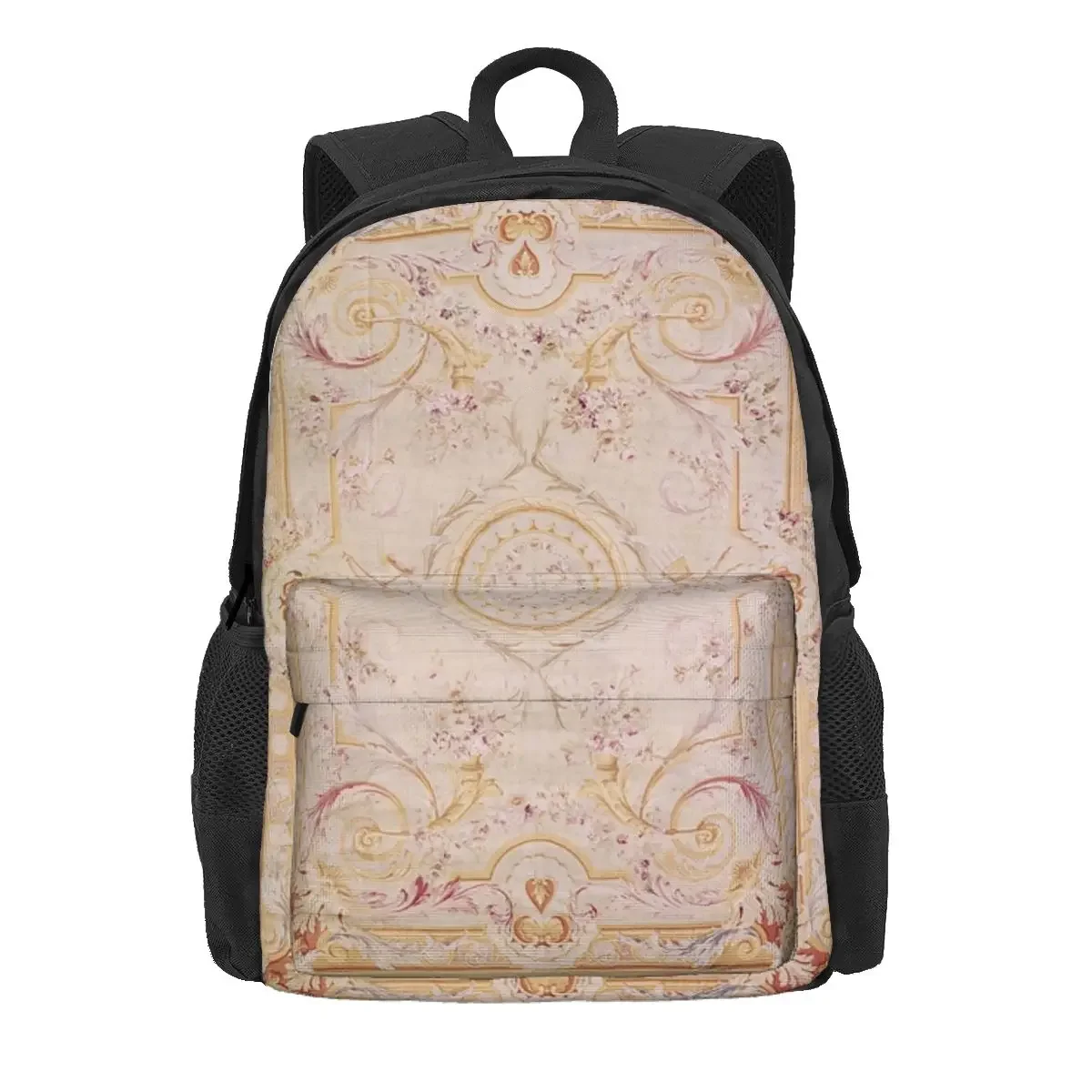 Antiker französischer Aubusson-Teppich-Druck-Rucksack, Tagesrucksack, großes Fassungsvermögen, für Jungen und Mädchen, Büchertasche, Schultasche, Umhängetaschen für Männer und Frauen