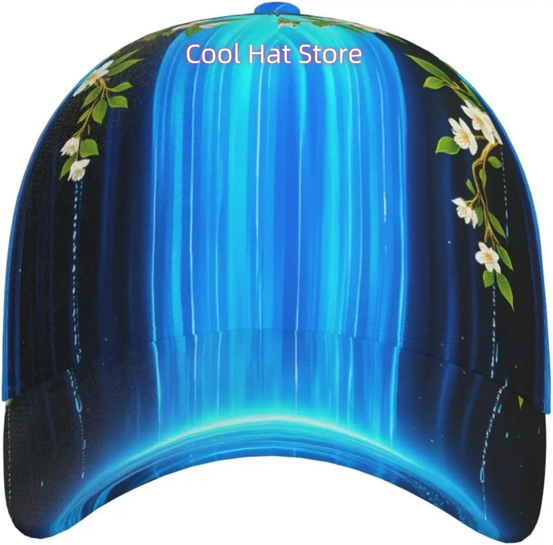 Enchanted Waterfall Blossoms Pattern Baseball Cap Adjustable Cotton Baseball Hat for Sports, Outdoor, Travel Gifts for Men Black