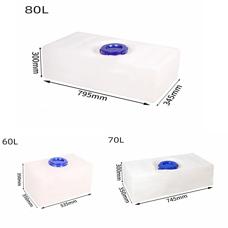 RV Horizontal Fresh Water Holding Tank 60L 70L 80L 100L, Plastic Storage Bucket for Caravan Camper Van RV Water System Upgrade
