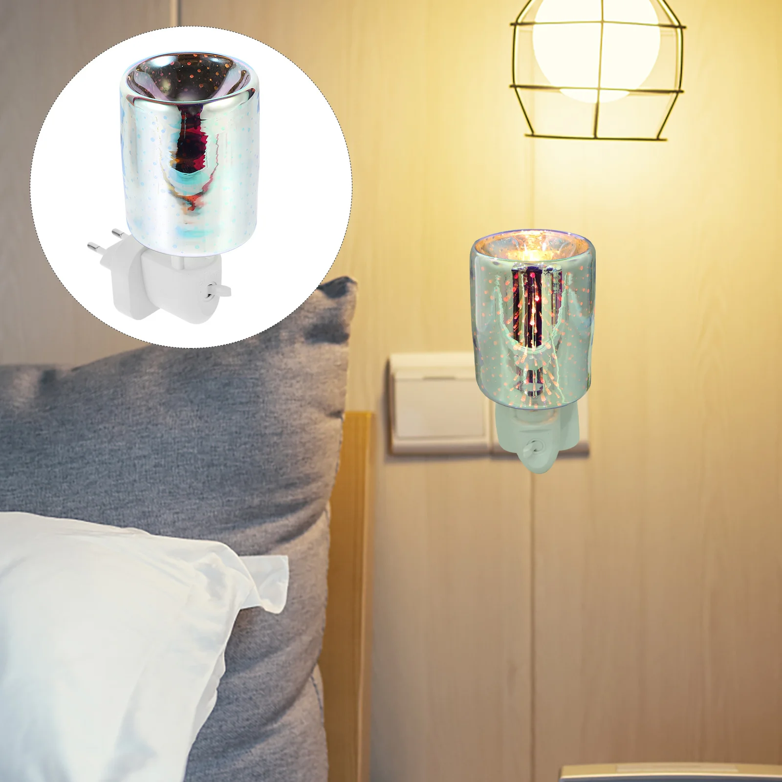 

1Pcs Smokeless Warmer 3D Glass Aromatherapy Fragrance Lamp Electric Wax Burner for Home Office Spa Yoga Room Bedside