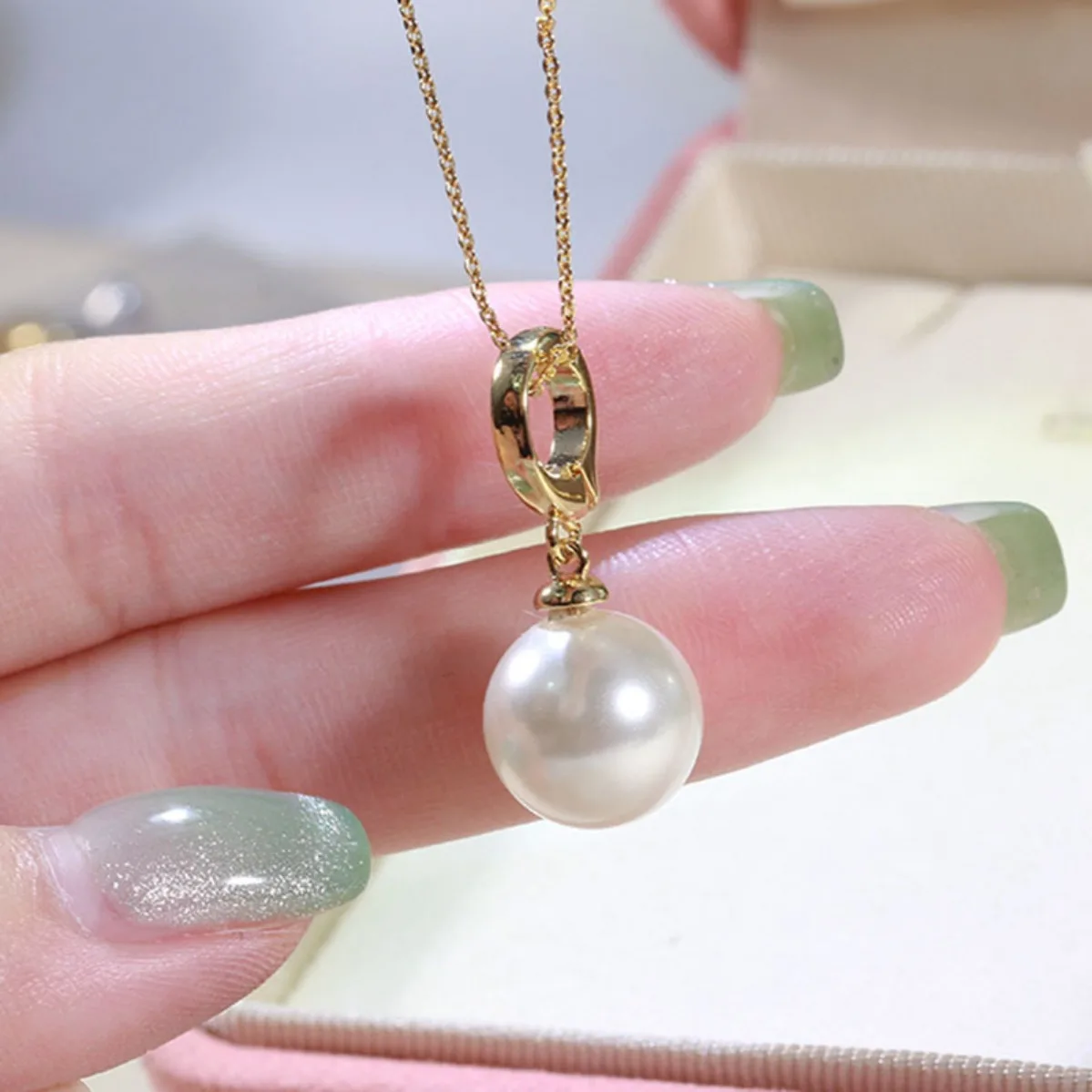 Brass Gold Plated Plain Surface Pearl Pendant Blank Setting, Simple Universal Bail DIY Necklace Accessories For Jewelry Making