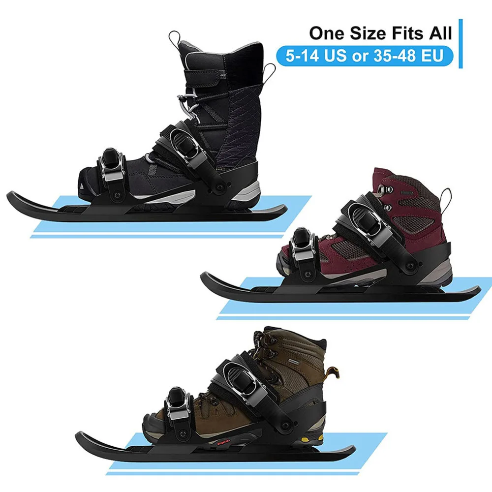 Mini esquís cortos para botas de esquí para nieve al aire libre, patines de hielo portátiles y botas de nieve para viajes de invierno