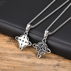 Vintage Celtic Knot Necklaces for Men Boys,Stainless Steel Nordic North Europ Amulet Pendant,Triquetra Witches Knot Jewelry Gift