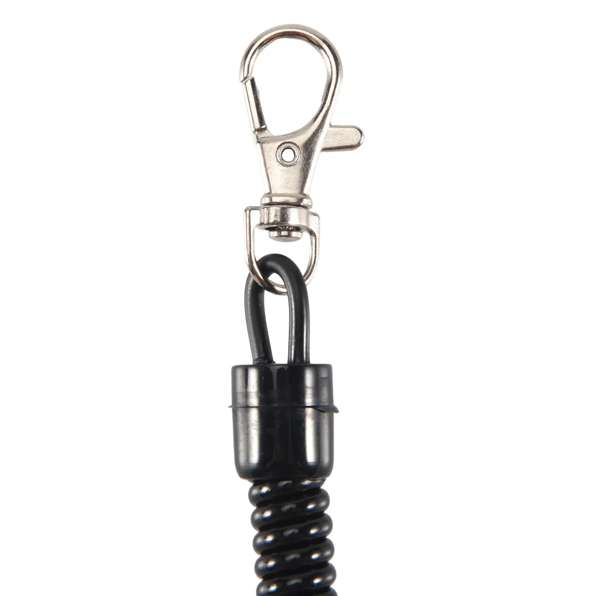 A010 Lobster Clasp Black Spring Stretchy Coil Cord Strap Keychain Key Chain Rope