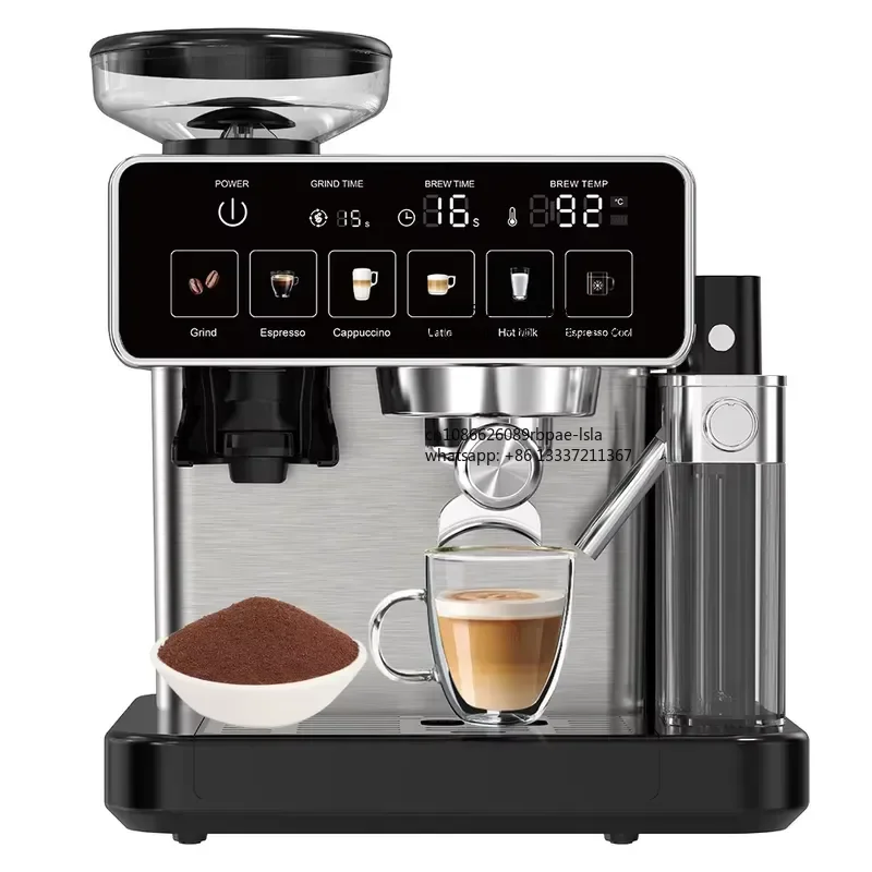 Smart Coffee Espresso Machine 20 Bar Beans to Cup Grinder Cool Temperature Milk Frother for Americano Latte Cappuccino Cold