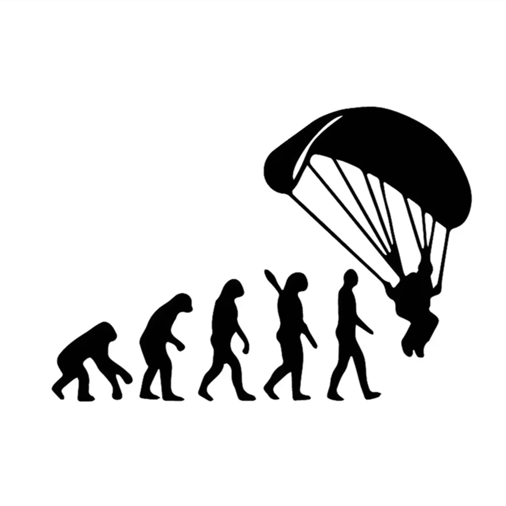 Skydiving Human Evolution Theme Vinyl Cut Car Sticker Decal for SUV Truck Window Bumper Auto Exterior DIY Decor Accessory