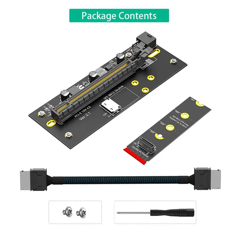 Eco-Friendly-2X M.2 M-Key 2242/2260/2280 To PCI-E 4.0 X16 With Oculink SFF-8612 Extension Cable As External Graphics Card