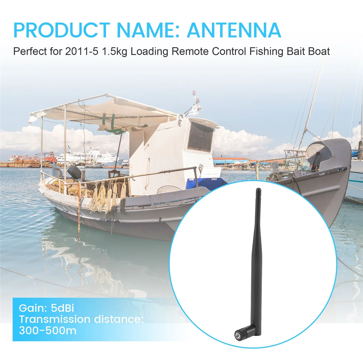 Antena de barco RC para Flytec 2011-5, 1,5Kg, carga, Control remoto, cebo de pesca, piezas de barco, accesorios