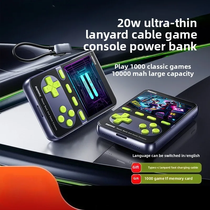 

Remax game console power bank 10,000mAh 20W fast charging ultra-thin portable handheld mobile power supply with its own cable
