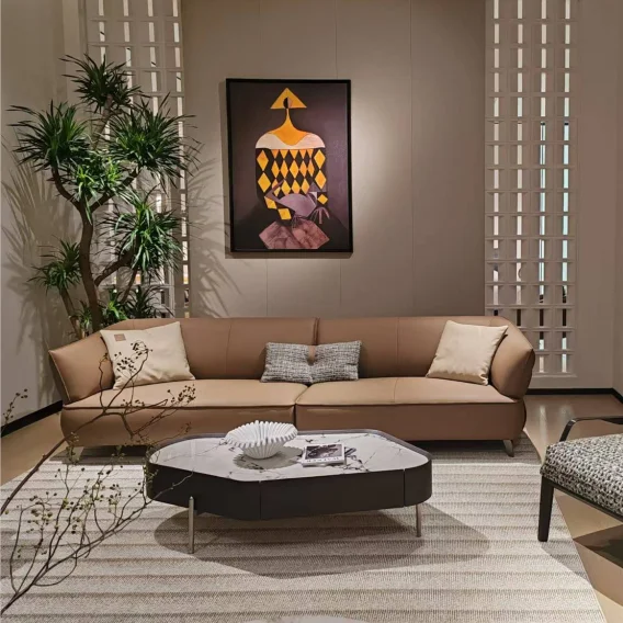 

Smart Modern Design Leather Sofa Set Minimalist Sectional Sofas Set Indoor Living Room Furniture